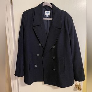 Women's Wool Blend Double Breasted Navy Peacoat